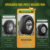 Wiltire (2 Pack) 4.10/3.50-4 Flat Free Tire and Wheel 10-Inch Solid Wheel Replacement with 5/8 Extra 3/4 &1/2 Bearings,2.2" Offset Hub -Compatible with Hand Truck,Wheelbarrow(Wave,Gray)