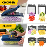 UltraChop All-In-1, 12 Blade Heavy Duty Vegetable Chopper, Food Chopper Container, Spiralizer, Mandoline Slicer Onion Mincer, French Fry And Salad Cutter, Home Essentials & Kitchen Gadgets, Blue