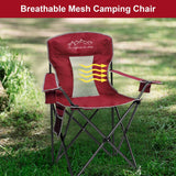 VOYSIGN Folding Camping Chair Mesh Back Portable Breathable Outdoor Chairs with Carry Bag & Cup Holder for Camping, Beach, Fishing, Sports, Patio, Red