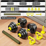 HUAYA Adjustable Dumbbell Set, 10-90lbs Free Weights with Connector – 4 in 1 Dumbbells, Barbell, Kettlebell & Push Up Stand, Adjustable Weights Set (Orange 45lbs (22.5lbs*2))