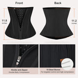 SHAPERX Waist Trainer for Women Underbust Corset Shapewear Tummy Control Workout Waist Cincher Body Shaper Zipper and Hooks, SZ7310-Black-L