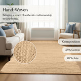 Delara Handwoven Jute and Cotton Area Rug - Natural Rug, Farmhouse Accent Rug for Living Room, Bedroom, or Entryway - Sustainable, Flatweave - (9x12 Natural)