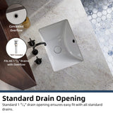 18W" x 13D" Undermount Bathroom Sink, Los Flexi Compact Rectangular 18 Inch Ceramic Undermount Lavatory Sinks for Small Bathrooms, White Undercounter Vanity Sinks with Overflow