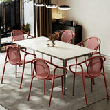 WOOW DEPOT Red Plastic Indoor/Outdoor Dining Chairs Set of 6, All Weather
