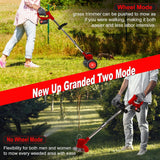 21V Cordless Weed Wacker with Wheels, 3-in-1 String Trimmer/Lawn Edger/Brush Cutter, 2x2.0Ah Battery & 3 Blades, Adjustable Height, Lightweight & Easy for Thick Weeds & Small Yards – Homeowner