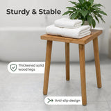 Pinyunxuan Solid Wood Square Stool, Wooden Shower Stool 30 * 30 * 43cm