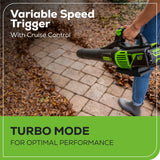 Greenworks 60V 700 CFM Brushless Leaf Blower, 5.0 Ah Battery and Rapid Charger