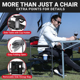 KingCamp Heavy Duty Camping Director Chair, Folding with Side Table & Storage, Red