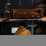 O'Bright Aurora LED Pharmacy Desk Lamp - Swing Arm, Industrial Design for Reading, Crafting, Work,10W LED, Adjustable Height 18.5-24.5 inches - Ideal for Living Room, Bedside, Office, Antique Brass