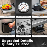 MFSTUDIO 7 Burner BBQ Gas Propane Grill with Searing Side Burner, Porcelain-Enameled Cast Iron Grates and Dual-Side Griddle Combo