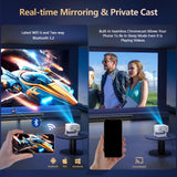 [3000+ Licensed Apps/Live TV/HDR10+/50W DoIby Audio] Smart 4K-Projector with WiFi and Bluetooth, Goiaey 3200ANSI Outdoor Projector with 360°Stand, Auto Focus, Auto Keystone, Short Throw Proyector