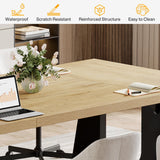 Rustic Wood Conference Meeting Room Table for 6-8 People, Business Seminar Tables, Breakroom, Reception Office Furniture