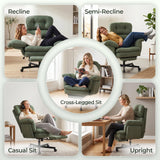 Criss Cross Office Chair with Foot Rest, Big and Tall Office Desk Chairs with Flip Armrests for Pets & Cross Legged Sitting, Comfy Executive Ergonomic Reclining Computer Gaming Vanity Chair, Green