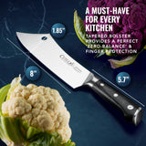 Cutluxe Cleaver Chef Knife – 8" Meat Cleaver Butcher Knife – German Steel Blade, Full Tang, Ergonomic Handle Design – Artisan Series