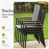 Lightweight Aluminum Outdoor Dining Chairs and Large Square Metal Table
