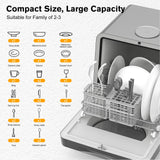 MOMOKOVA Portable Countertop Dishwasher with 5L Built-in Water Tank,Upgraded 7 Program & 24H Delayed Wash,360° Dual Spray, 167℉ High-Temp & No Hookup Needed for Home,white (Stellar Carbon)