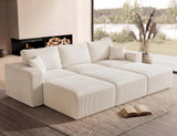 Modular Sectional Sofa Bed with Chaise, 115" Memory Foam Cloud Couch, Beige