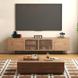 gaoyangjiaju Mid-Century Modern Expandable Coffee Table & TV Stand Set, Walnut Finish – Elegant Storage Combo for Living Room, Bedroom, or Lounge (70.87" TV Stand+Coffee Table)