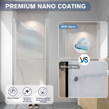 EASYWORC Frameless Pivot Shower Door 32"-34" W x 72" H, Swing Shower Glass Doors with Nano Explosion-Proof Film Tempered Glass 1/4"(6mm) Reversible Installtion, Brushed Nickel Finish