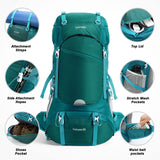 HOMIEE 50L Hiking Backpack Travel Bag Waterproof Camping Rucksack with Rain Cover Lightweight Backpacking