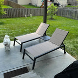 PURPLE LEAF Oversized Outdoor Lounge Chairs Set of 2 with Side Table, Beige