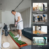 Kalramay Putting Green Indoor Golf Putting Mat – Easy to Assemble with Automatic Ball Return, Wrinkle-Free Close to Real Green Speed, Suitable for Office, Recreation Room, Patio