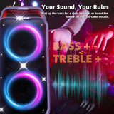 Foxdawn Portable Bluetooth Speaker: 240W Peak Powerful Loud Sound Deep Bass Wireless Boombox Large Subwoofer 15 Hours Battery Life Fast Charging with Led Light Show for Party Outdoor Camping Backyard