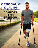 Ergobaum Dual Underarm Crutches for Adults (1 Pair-2 Units) NSN Military Certified, Triple Shock Absorption, Foldable, Adjustable 5'–6'6", Supports Up To 380 lbs | Ergonomic Padded Arm Support (Black)