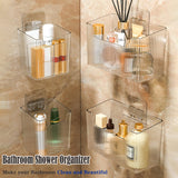 Lae Nuvole Set Of 2 Cabinet Door Organizer Wall Mounted Shower Basket, Shower Caddy Stackable Plastic Adhesive Organizer for Bathroom, Kitchen, Cabinet, Pantry, Makeup, BPA Free, Clear