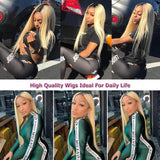 OiMiGO 13x4 HD Transparent Lace Front Wigs Brazilian Virgin Human Hair #1B613 Colored Full and Thick Straight Wig Pre Plucked Bleached Knots Ombre Blonde Lace Frontal 28 Inch