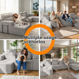 RENDGO 146" Oversized Boneless Sectional Sofa with Chaise,U Shaped,Gray