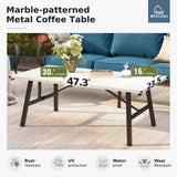 MFSTUDIO 4 Piece Metal Patio Furniture Set with Peacock Blue Cushions