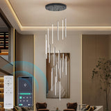 BESTWEST 98" Modern LED Chandelier, 18-Lights Dimmable High Ceiling Large Hanging Lighting Fixture for Loft Villa Living Room Stairs Foyer (Black, 18-Lights 19.7in)