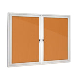 Enclosed Bulletin Board with Locking Door, Outdoor Bulletin Board Weatherproof, Lockable Display Case for Home, Office, and Community Use(31.5" L x 43.3" W Cork)
