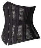 SHAPERX 26 Double Steel Boned Breathable Mesh Corset Heavy Duty Waist Training Shaper, SZ1996-Black-XL