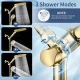 KAIYING Dual Shower Heads with Handheld Spray Combo, High Pressure Modern Rain Shower Head with 9-Mode Handheld Showerhead, Double Rainfall Shower Head with 79-Inch Hose (Brushed Gold)