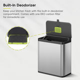 EKO Kitchen Compost Bin, 7L / 1.85 Gal Stainless Steel with Removable Inner Bucket and Deodorizer Compartment, 2-in-1 Countertop Compost Bin with Lid, Food Waste Caddy for Kitchen (MMT & Black Finish)