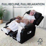 FLEXISPOT XL31 Power Lift Recliner Chair for Elderly, Electric Lift Chair with Massage & Heat, PU Leather Reclining Sofa w/Cup Holders, Side Pockets for Living Room Bedroom(Medium Size,Black)