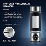 Energilz Hydrogen Water Bottle | 16.2 oz (480 ml) Hydrogen Water Generator | 6000 PPB Hydrogenator Machine | SPE/PEM Ionizer Generator (Silver)