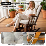 Wingback Rocking Chair Cushion with Neck Pillow High-Density Foam Indoor Rocker Pads with Non-Slip Bottom