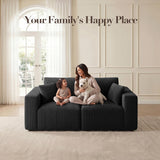 Modular Loveseat Cloud Couch, 79" Memory Foam Boneless Double Sofa, Black