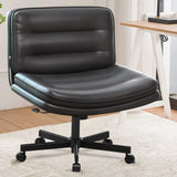 GTPLAYER Criss Cross Legged Office Chair with Wheels, Extra Wide Armless Comfy Desk Chair for Home Bedroom