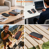 ERRBBIC Solar Charger Power Bank 49800mAh, 22.5W Portable Charger, 15W Wireless Charging, Solar Panel Charger, Built-in Four Cable, with USB C for Cell Phones, with Dual Flashlight for Camping