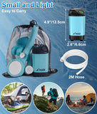 WADEO Portable Shower for Camping, Outdoor Electric Shower Rechargeable Pump with 20L Collapsible Bucket, Camping Shower Head Nozzle for Camping, Hiking, Traveling, Washing