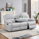 MOOLSUN Living Room Furniture Set Corduroy Recliner Compartments and Cup Holders Reclining for Home Theater/Office（A-Grey White Microfiber,Sofa(3 Seater)）