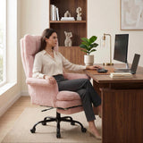 Teddy Fleece High Back Executive Office Chair with Flip Armrests (Pink)