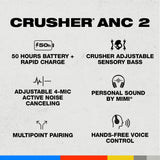 Over-Ear Active Noise Cancelling Wireless Bluetooth Headphones with Sensory Bass – Black/Asphalt Skullcandy