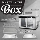 Gourmia French Door Air Fryer Oven - 37 Qt Large Capacity Convection Toaster Oven, FryForce 360°, Digital Display, 12 Cooking Presets, Dehydrate, Fits 13” Pizza, Dishwasher-Safe, Stainless Steel