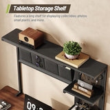 STHYTON Clamp On Desk Shelf, Metal & Wooden Desktop Bookshelf & Heavy Duty Desktop Organizer, Desk Accessories,38.3" W x 33" H (Black) 999BKSSJ197