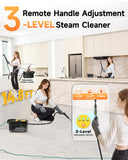 Gautye Steam Cleaner, 3 Level Adjustable Handle with 18 Accessories, Black